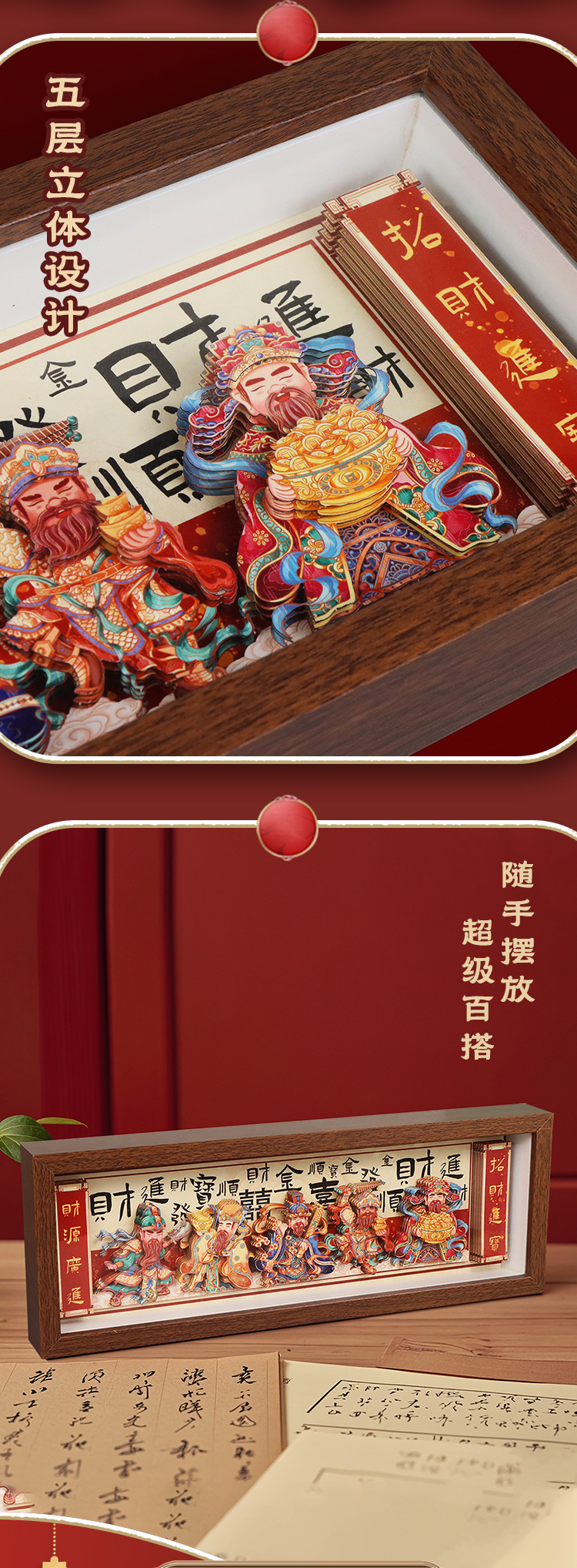 春节新年福禄财神爷DIY相框摆件中国风客厅玄关立体画中式伴手礼详情7