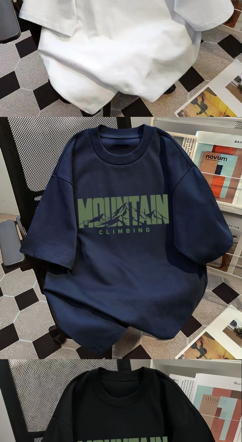 100% pure cotton short-sleeved T-shirt for men, summer ins trend, high-end style, cool and stylish, loose and versatile casual T-shirt for teenagers pic 6