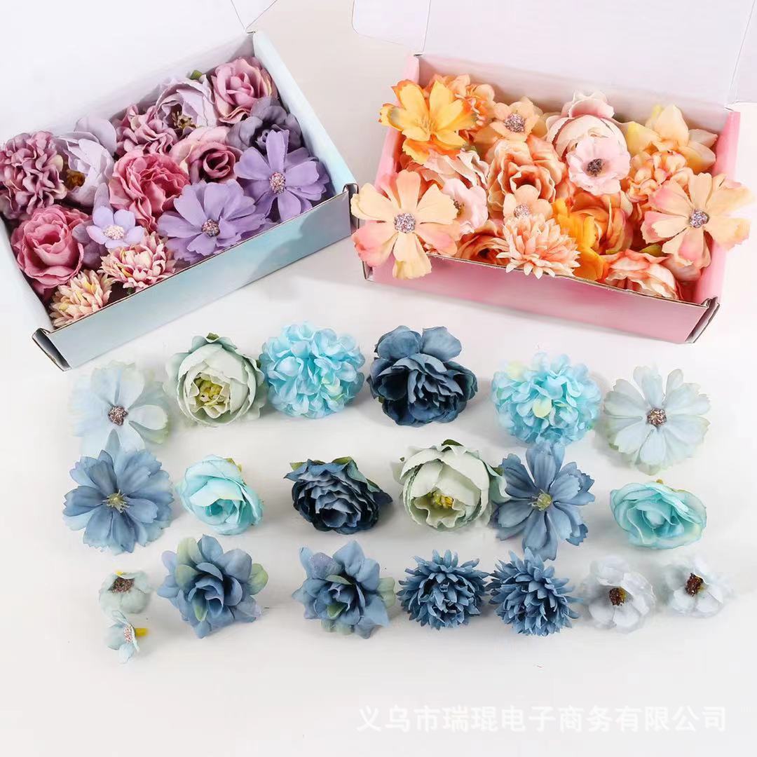 Artificial flower material package, artificial flowers, silk flowers, diy handcrafted decoration, hydrangea, ping-pong chrysanthemum, artificial flower material package for matching pic 1