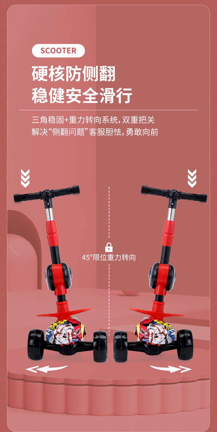 2024热销款滑板车带音乐五合一滑板车1-6岁可骑可坐全包围式滑板详情6