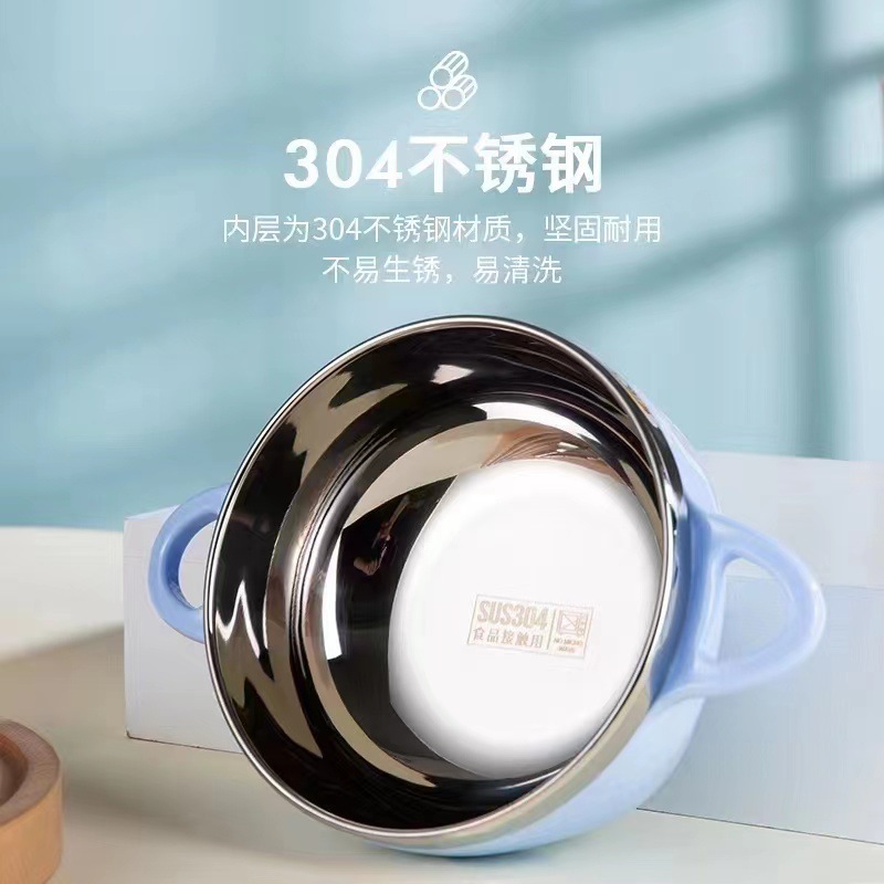 Kaibaida 304 stainless steel cartoon baby food bowl, double-ear soup bowl, infant bowl, rice bowl, children's bowl, cross-border pic 8