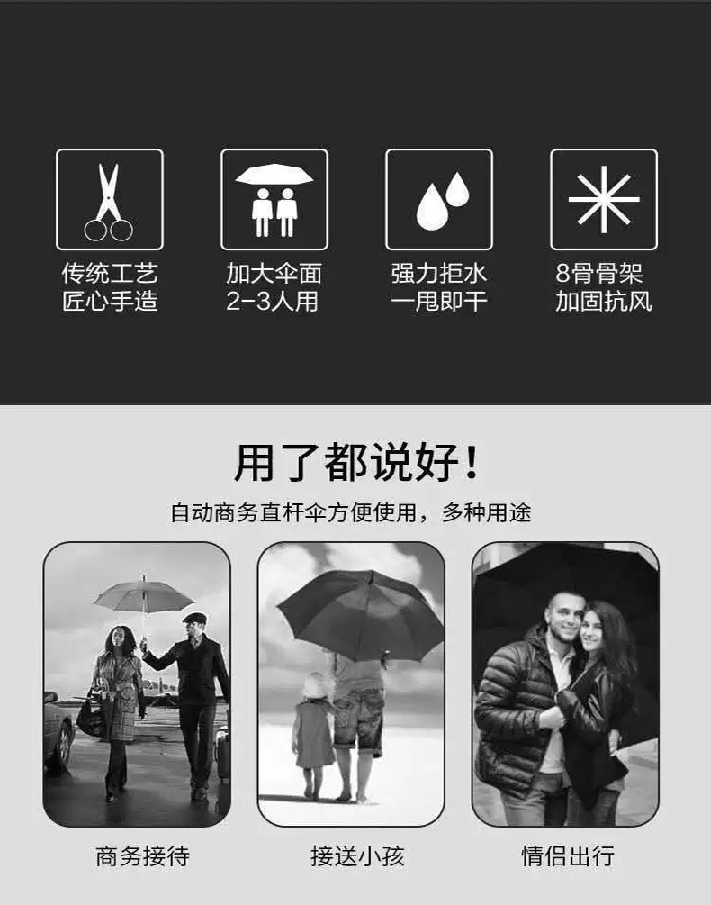 厂家现货批发一代高端商务贵宾晴雨两用防紫外线高尔夫太阳伞雨伞详情7