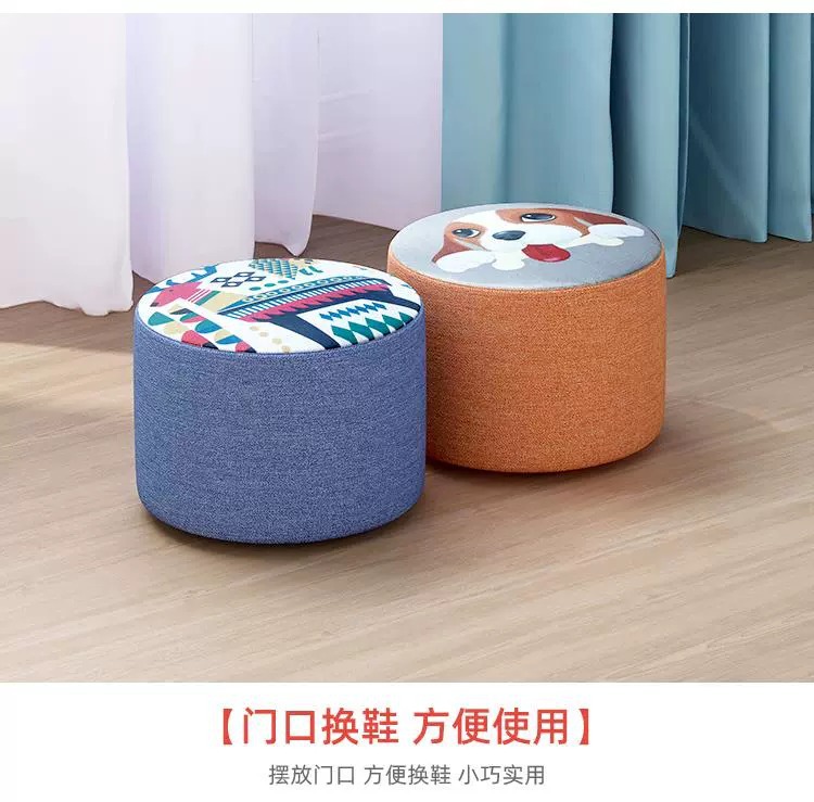 Amazon sofa stool, fashionable and creative living room, home sitting stool, small round stool, fabric stool, low stool, foot stool, shoe-changing stool pic 13