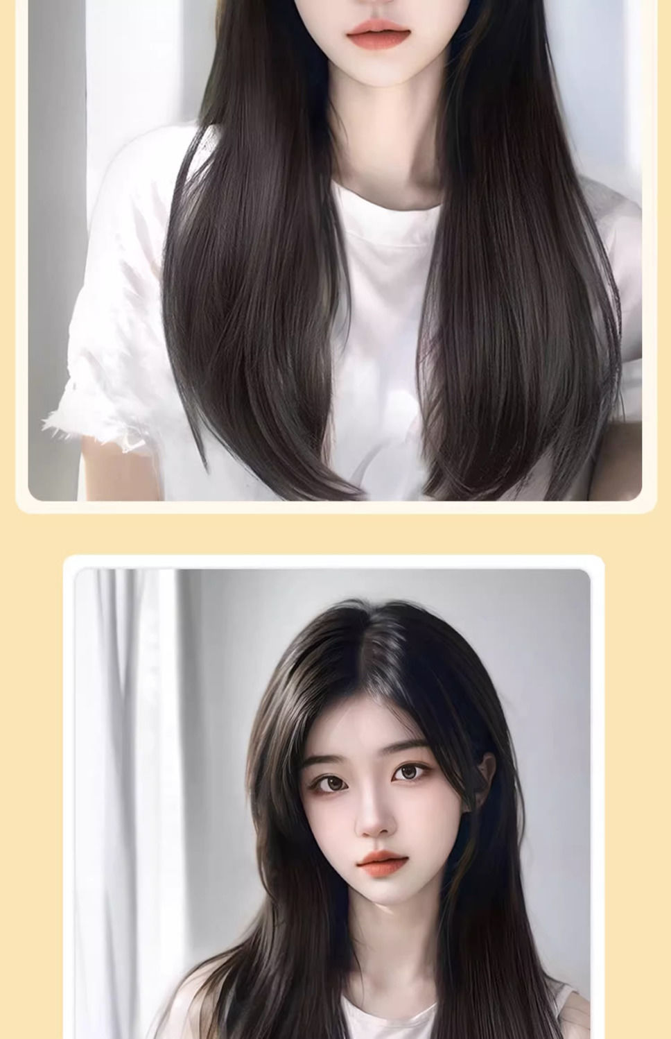 假发女一片式V型内扣微卷接发片长发仿真发无痕增发量补发片批发详情17