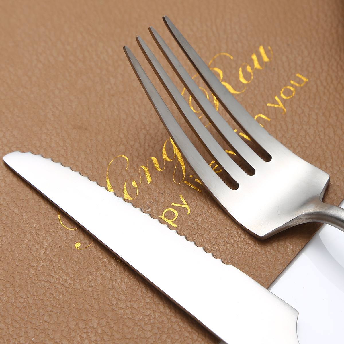 304 stainless steel knife, fork and spoon, light luxury retro walnut wood handle, Western cuisine brushed, restaurant household thickened soup spoon pic 12