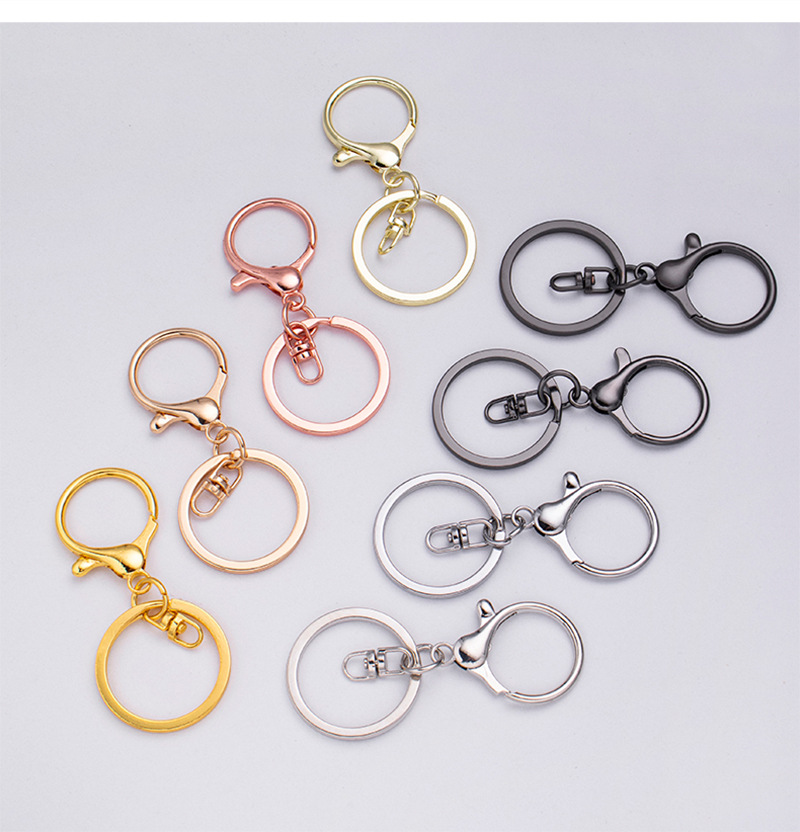 厂家锌合金钥匙扣圆龙虾扣三件套配八字扣钥匙圈创意diy玩偶挂件详情7