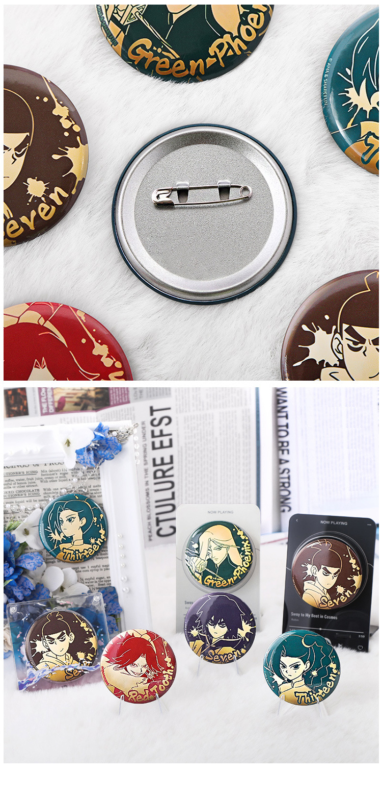 The Assassin Wu Liuqi peripheral Plum Blossom Thirteen Animation Floating Gold Series badge Gu Zi Ba Ji 567 2D brooch pic 4