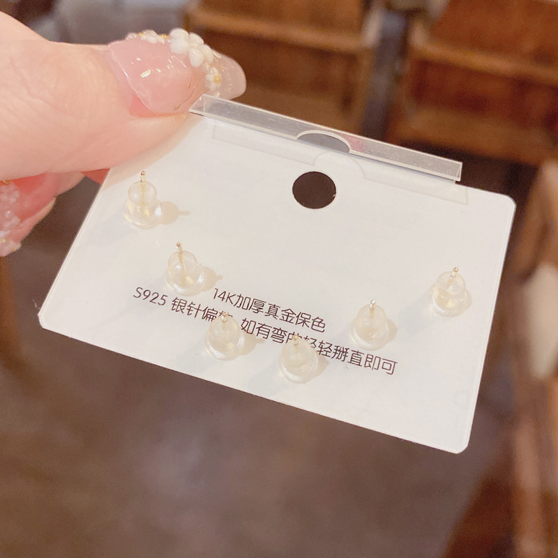 s925银针微镶锆石四叶花三件套耳钉女气质时尚简约小巧耳环耳饰女详情21