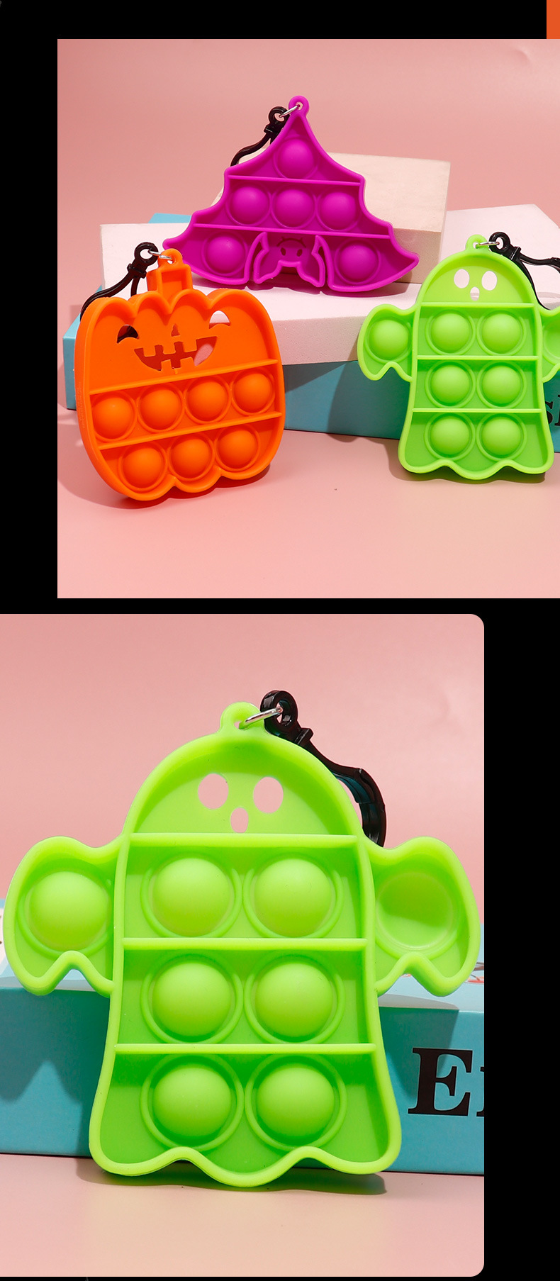 2023 New Halloween Rat-killing Pioneer Key Pendant, Pumpkin Lantern Ghost Keychain, Magic Haunted House Silicone Hanging pic 12