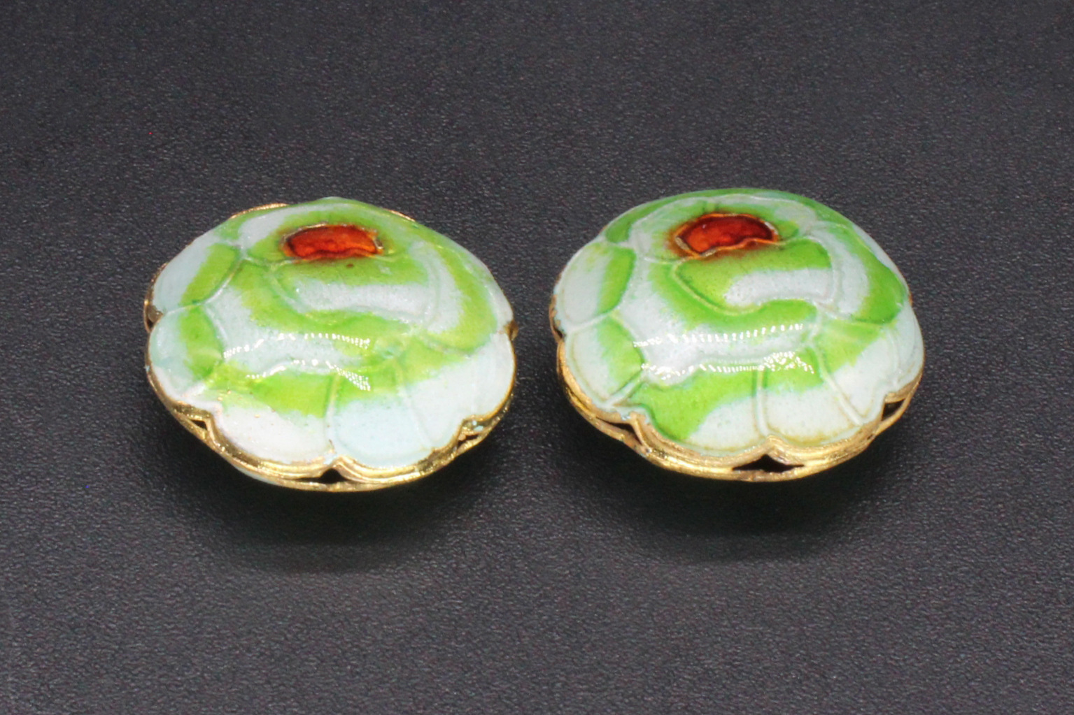 Traditional high-temperature enamel mechanism silver-blue ancient-style jewelry accessory, back cloud partition bead cloisonne 19mm mille-feuille flower pic 8
