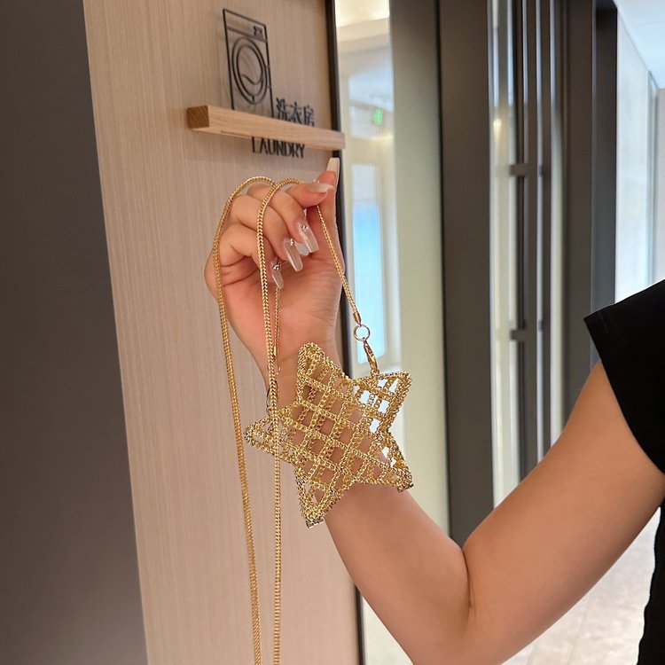 跨境2024夏新款小香风镂空金属星星包晚宴包单肩斜挎气质链条女包详情174