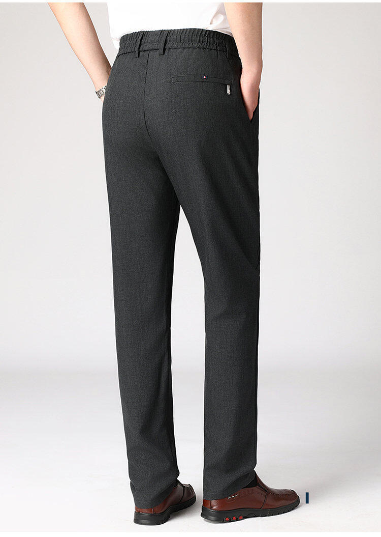 ZM一件代发不断货亚麻松紧裤男士休闲裤宽松直筒长裤男商务爸爸裤详情15