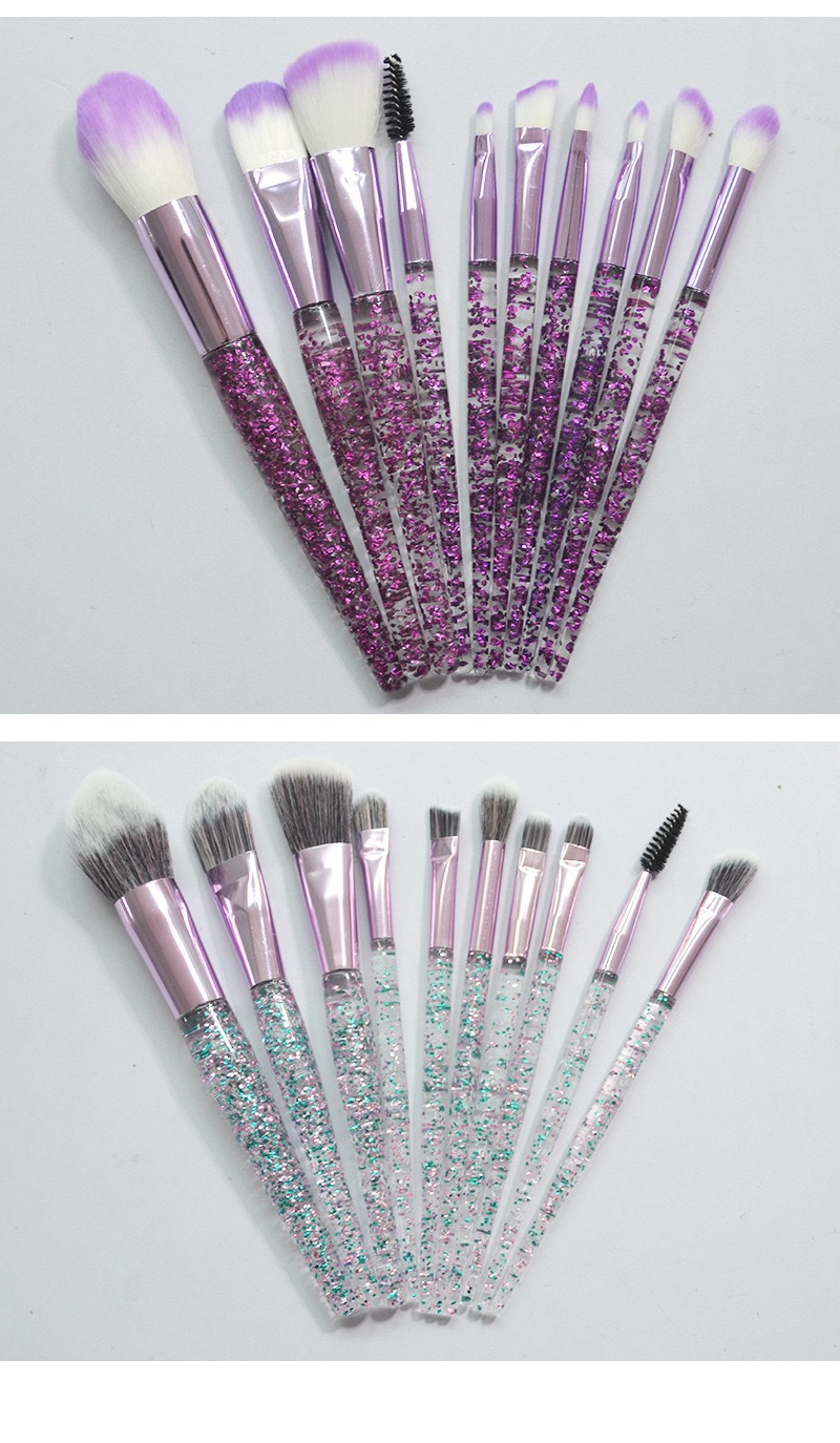 Factory wholesale of 10 sets of makeup brushes, scallion brushes, handle brushes, beauty tools, makeup tools, loose powder and concealer brushes pic 9