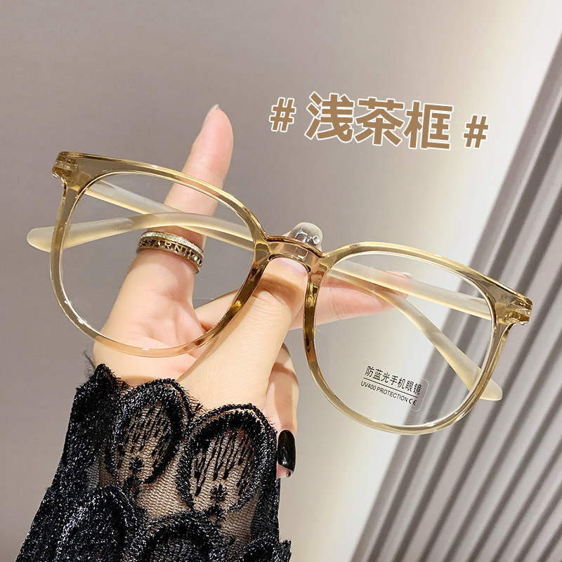 超轻素颜防蓝光眼镜架女大框网红茶色大脸显瘦配有度数冷眼镜框详情25