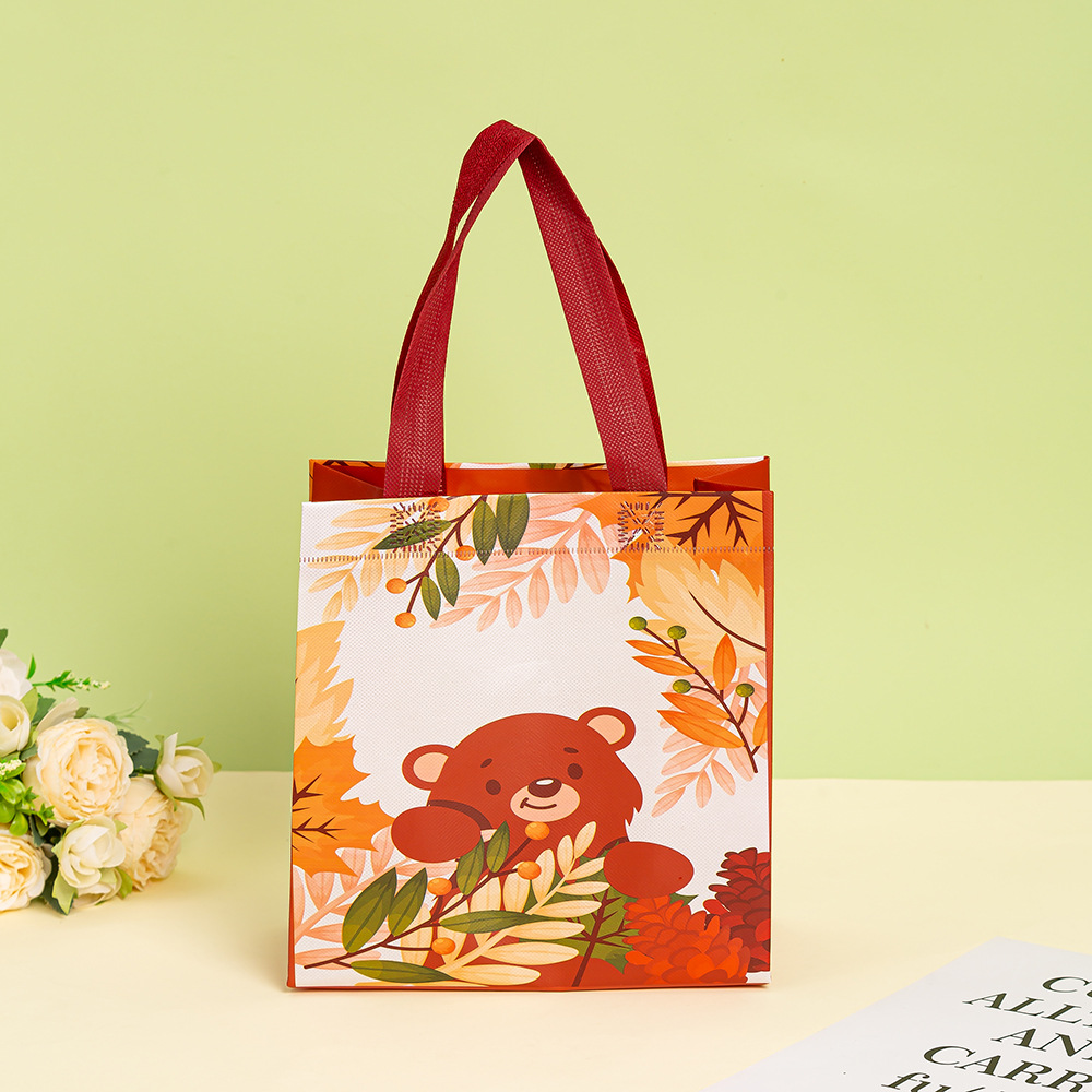 现货批发儿童便携购物袋 可爱卡通覆膜防水无纺布手提袋 伴手礼品袋无纺布袋详情3