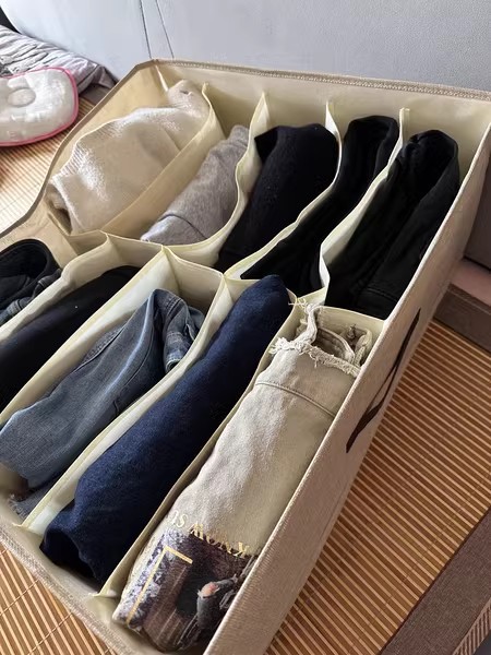Double-row pants storage box, home clothes organizing box, wardrobe compartments for clothes storage, drawer layering magic tool pic 8