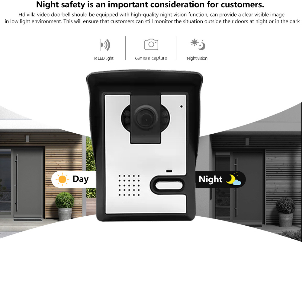 Venta directa de fábrica video timbre intercom visión nocturna hd ir smart villa home set interior cerradura intercom comercio exterior timbre de puerta al por mayor pic 4
