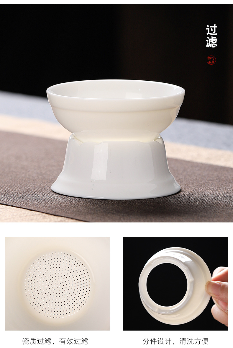 羊脂玉白瓷茶具套装全套功夫茶具盖碗茶杯旅行茶具便携礼盒印LOGO详情13