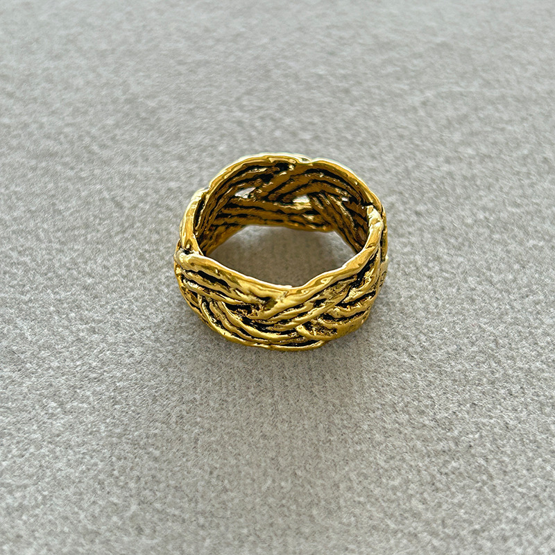 法国小众设计AB同款时尚百搭个性复古感麦穗编织戒指轻奢做旧指环详情12