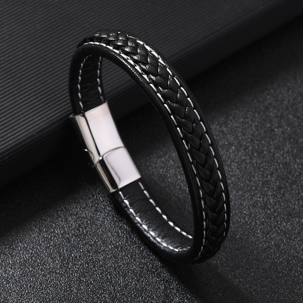 速卖通希音爆款男士手环 多层编织皮革手链时尚个性磁吸扣手链详情16