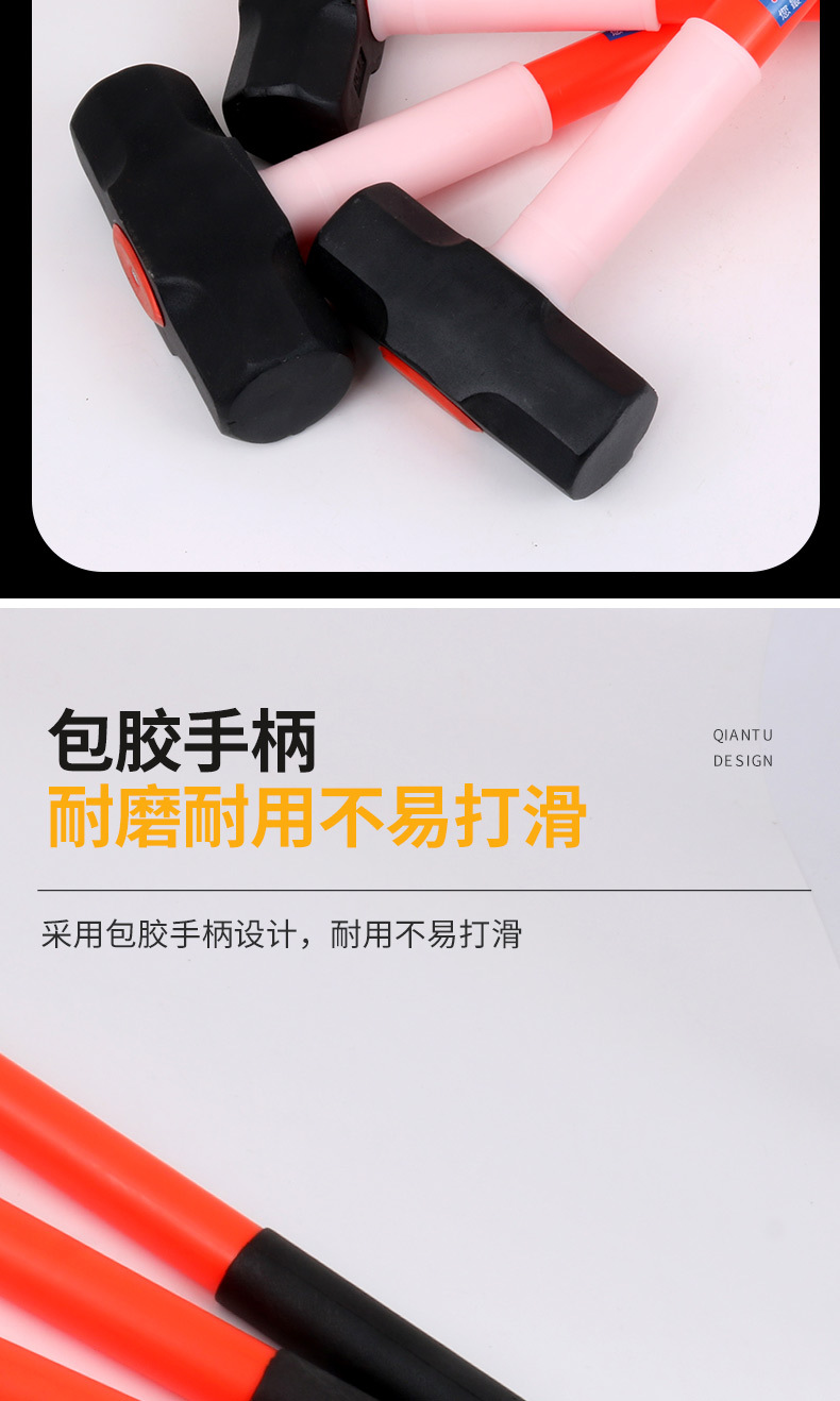 Octagonal hammer, square top hammer, large hammer, high-end hammer, high-hardness mountain opening hammer, 45 # carbon steel round steel material octagonal hammer pic 6