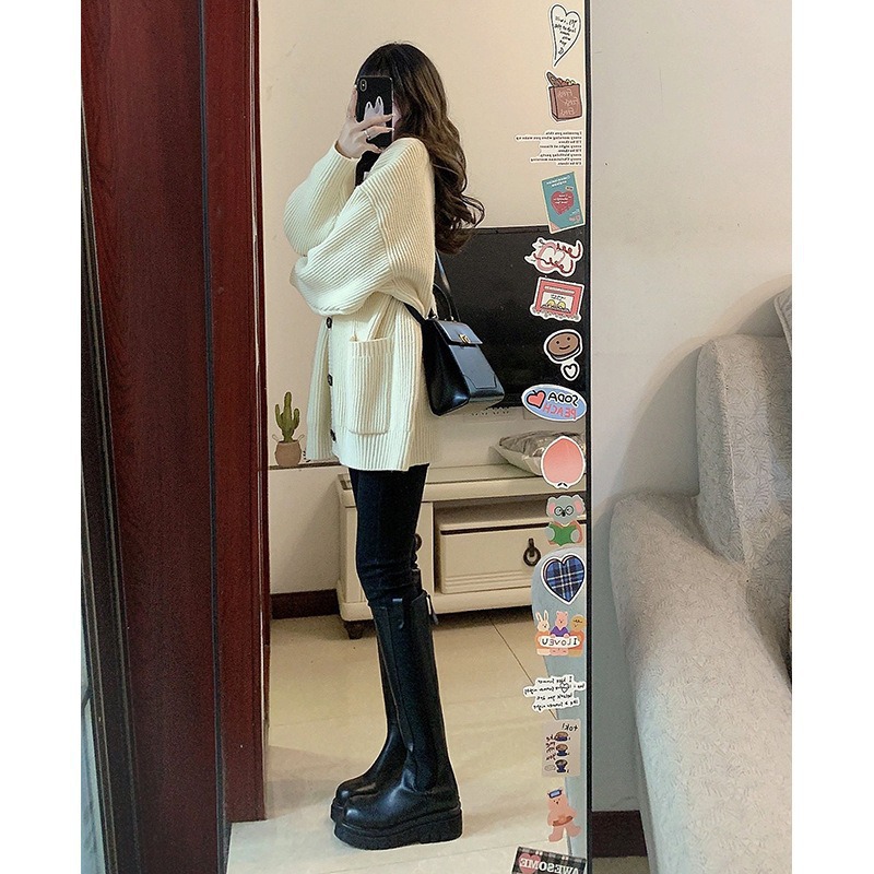 韩版V领慵懒风开衫2025新款日系简约毛衣女春秋冬休闲宽松针织衫详情2