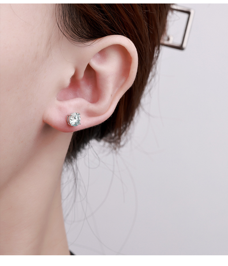 Zhuoheng Select 925 all-silver one-carat four-prong Moissan stud earrings, a high-end autumn and winter collection with a simple and versatile style pic 30