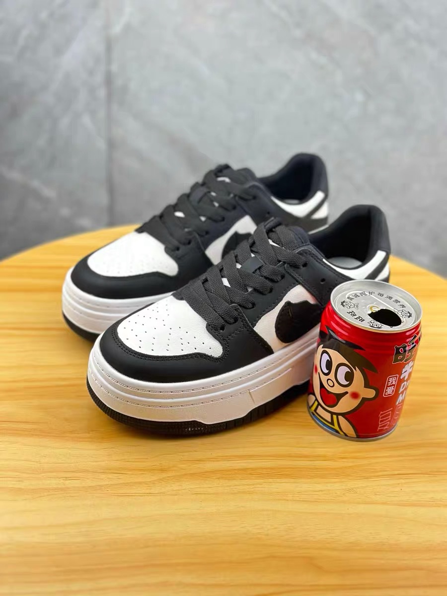 2024黑白色厚底真皮熊猫勾勾鞋女新款小白鞋云朵鞋休闲单鞋运动板详情7