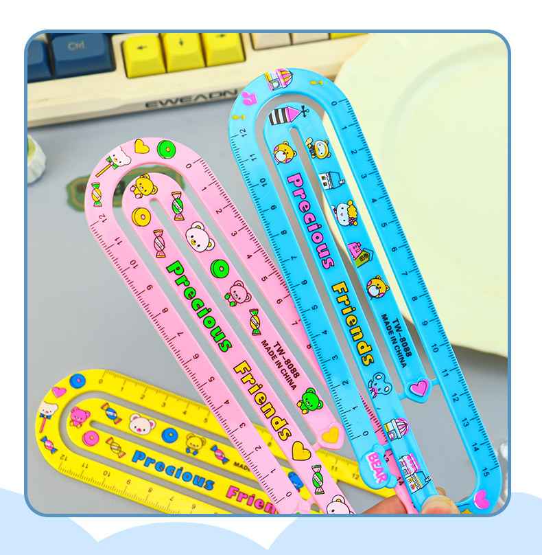 创意回形针造型尺子学生卡通直尺测量绘图尺趣味学生文具尺子详情6