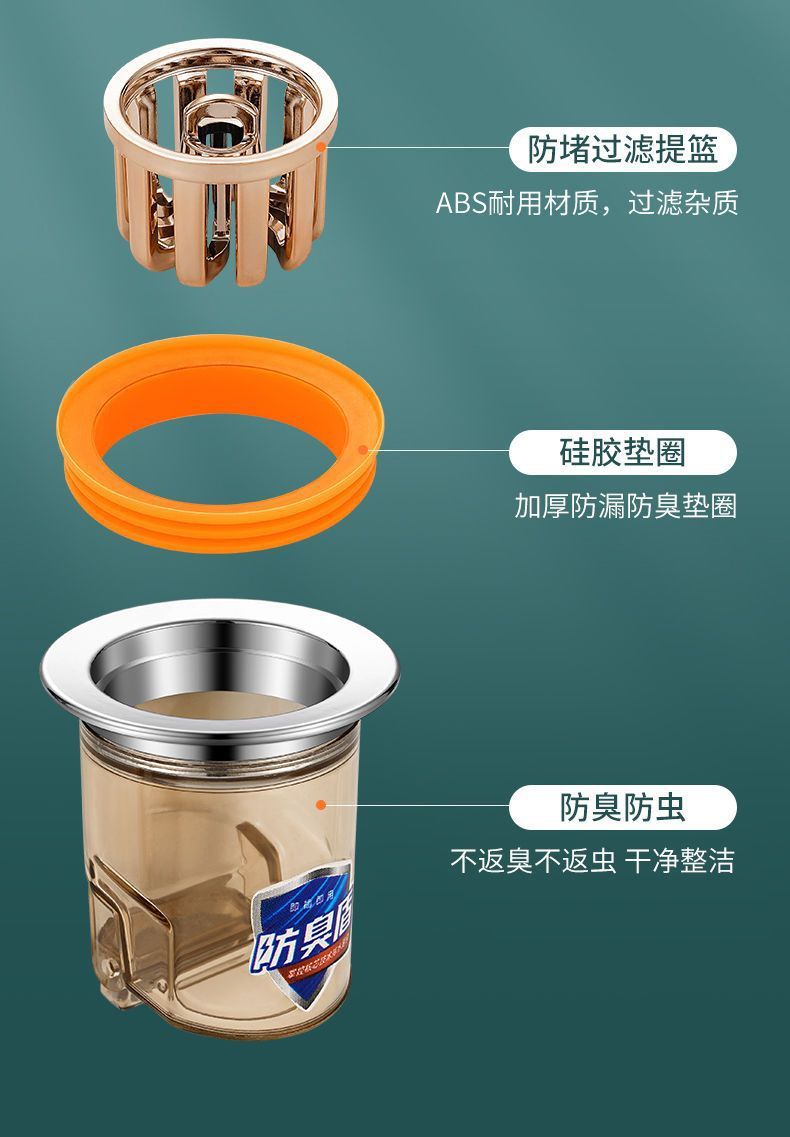 Anti-odor floor drain core for bathroom, anti-backflow odor removal, anti-clogging and anti-insect universal quick drainage outlet for toilet sewer pic 15