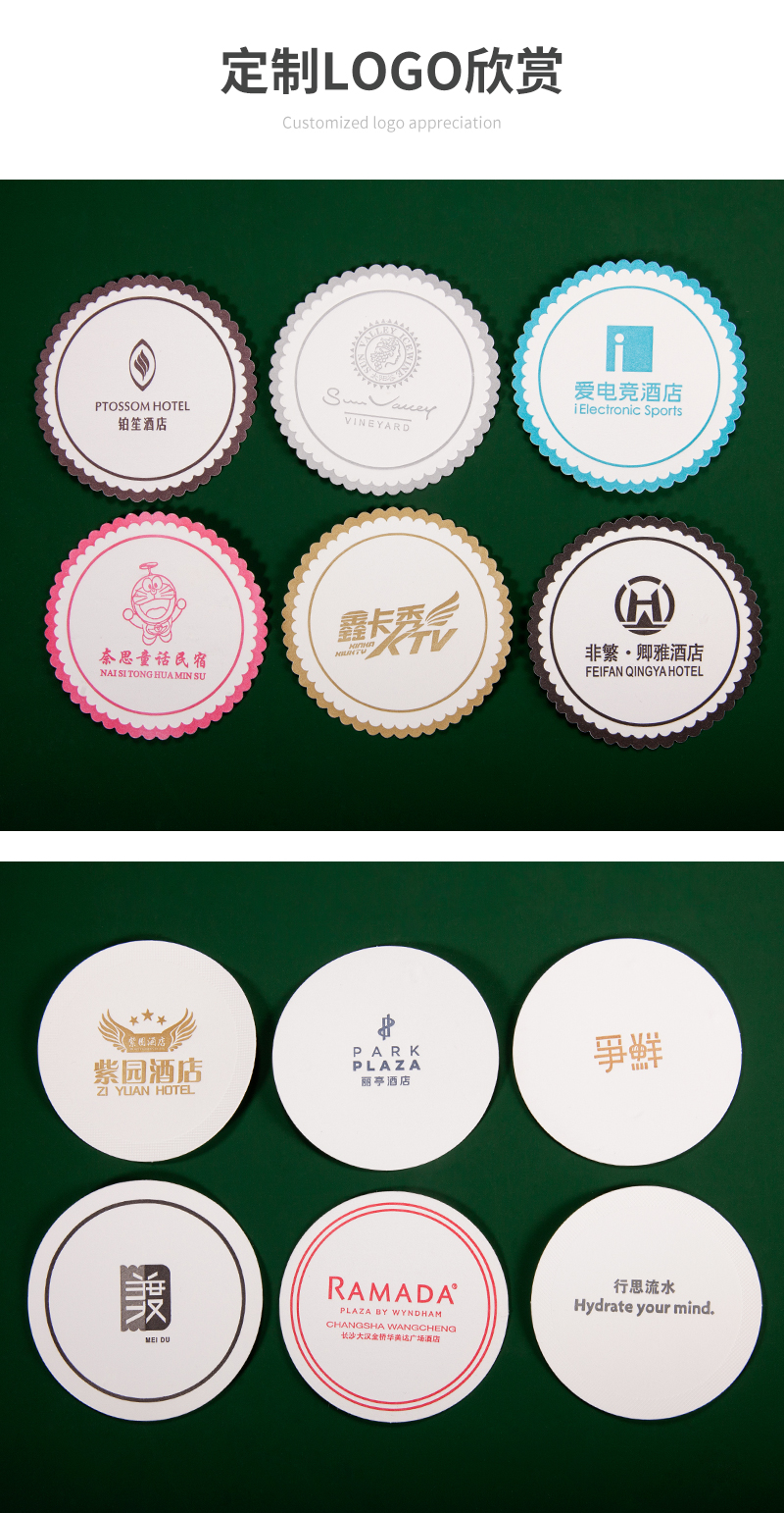 P66D disposable water-absorbing coasters for hotels, guesthouses and homestays, conference teacup pads and ashtray pads pic 4