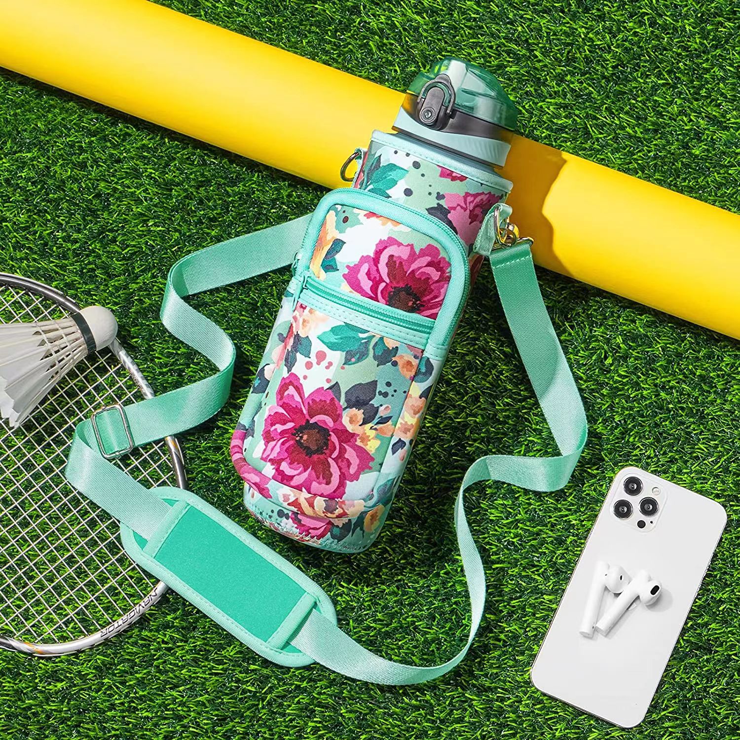 Wholesale SBR diving material outdoor sports water bottle cup covers, hand-held shoulder strap portable thermos flask protective covers from the manufacturer pic 14