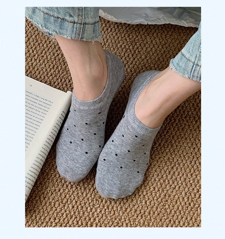 春夏季浅口船袜波点ins日系袜子女纯色圆点不掉跟隐形女短袜批发详情15