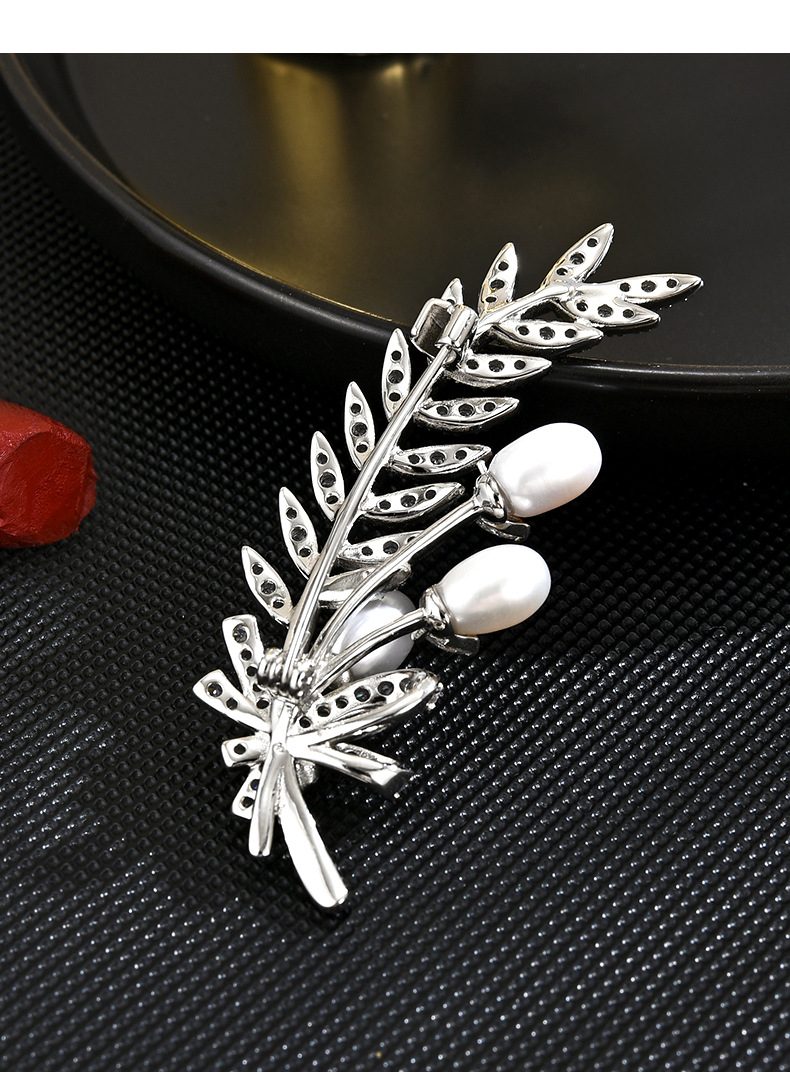 高档奢华天然淡水珍珠麦穗胸针设计感轻奢别针配饰气质高档胸花详情18