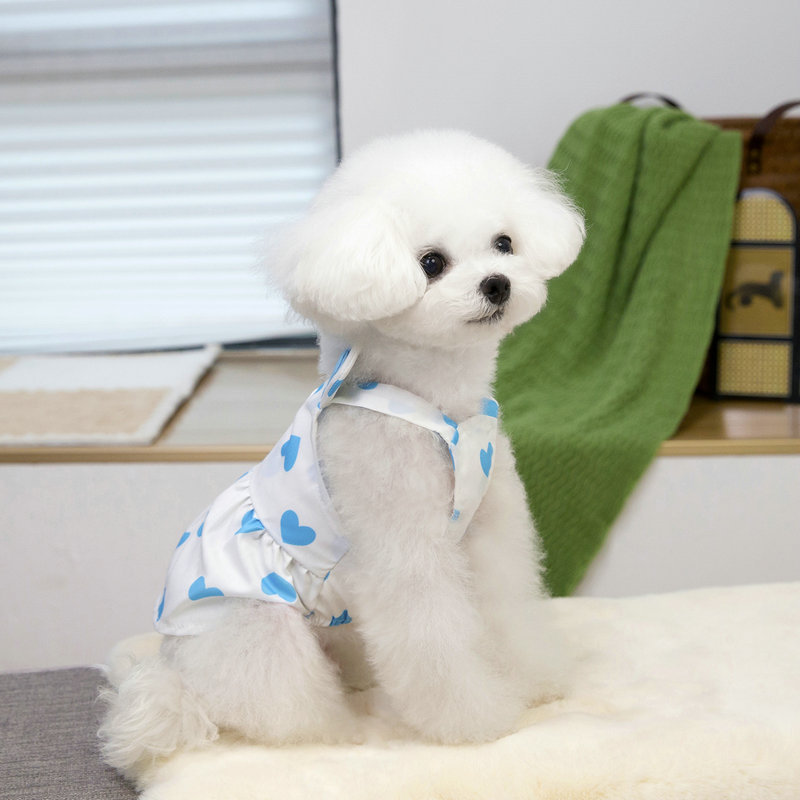 Spring and summer painted drawstring dress set, pet dog teddy Bichon Frise small dog vest style chest and back dog clothing pic 6