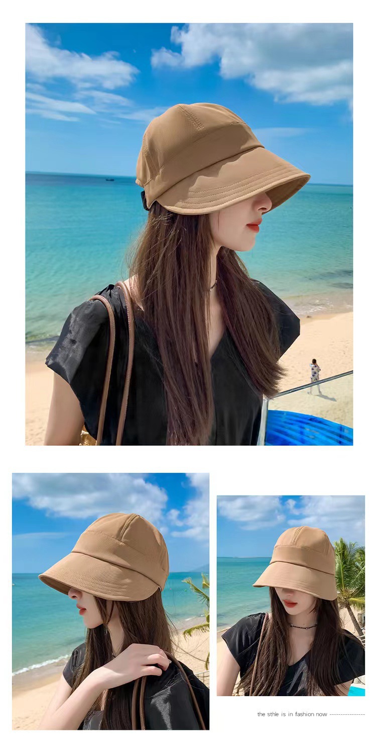 气质百搭显脸小渔夫帽子女夏天防晒复古马术帽日系素颜盆帽遮阳帽详情6