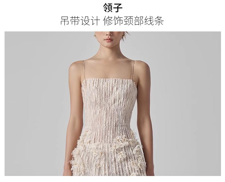 复古温柔风立体花朵吊带连衣裙女设计感小众别致独特浪漫夏季裙子详情9
