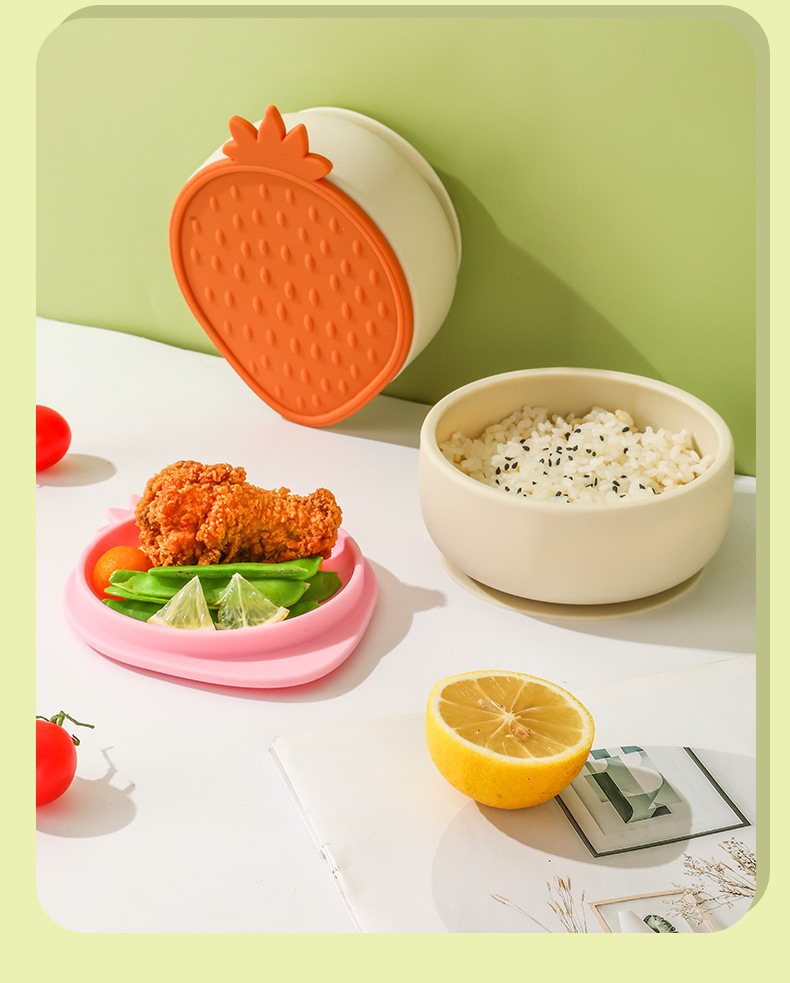 婴儿儿童硅胶餐具食品级辅食碗宝宝吃饭防摔碗带吸盘带盖子硅胶碗详情18