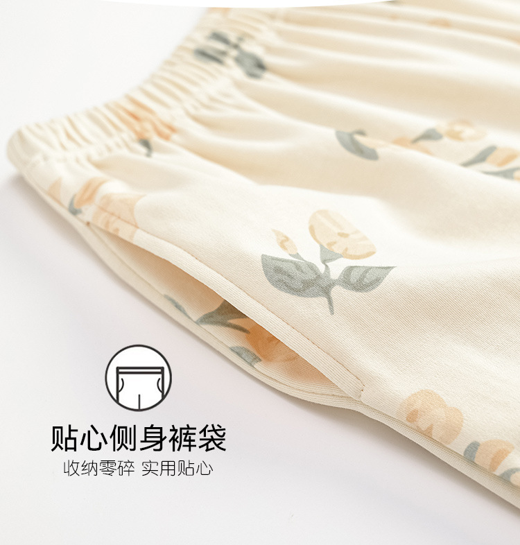睡衣女士100%纯棉春秋款2024年新款长袖秋冬薄款大码家居服套装详情24