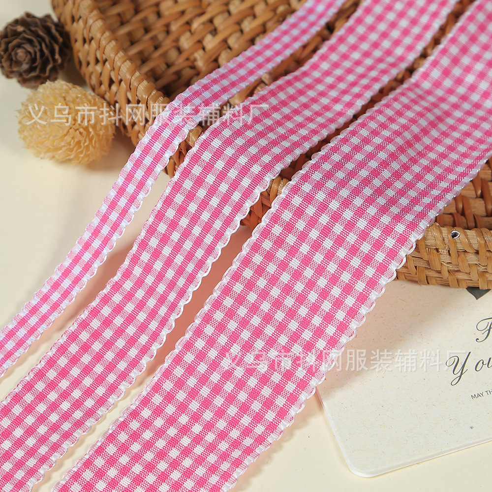 1cm耳朵边田园风格子丝带蝴蝶结手工DIY包装缎带鲜花礼盒彩带详情7