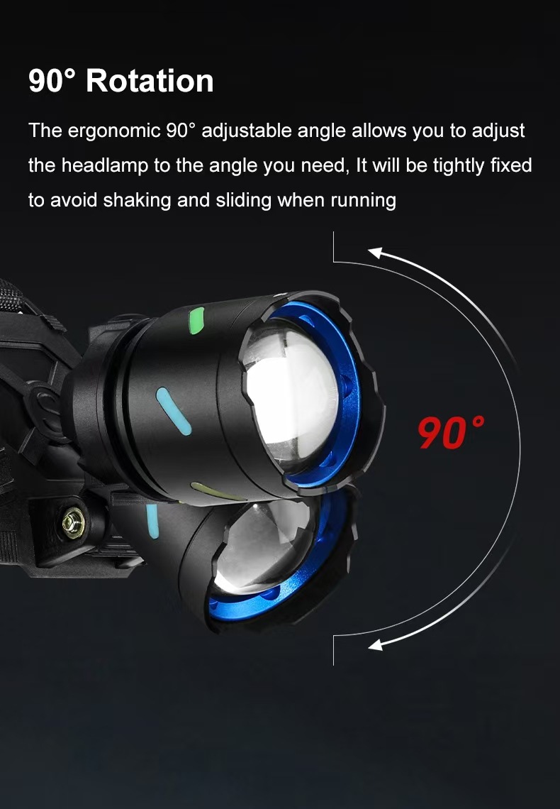 White laser high-intensity dual-light zoom headlamp, USB charging, outdoor night fishing, waterproof, long-lasting portable long-range headlamp pic 7