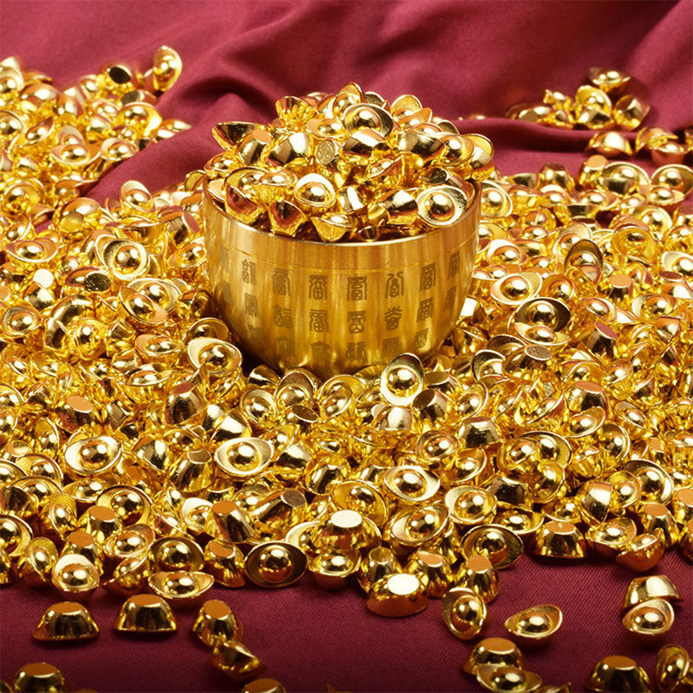 厂家批发合金招财小元宝中式黄铜一桶金礼品装饰沙金金元宝工艺品详情12