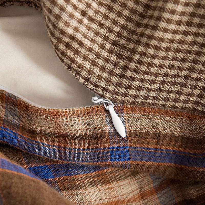 All-cotton Class A double-layer yarn four-piece set, double-layer yarn quilt cover and bed sheet four-piece set, pure cotton double-layer yarn checkered four-piece set pic 44