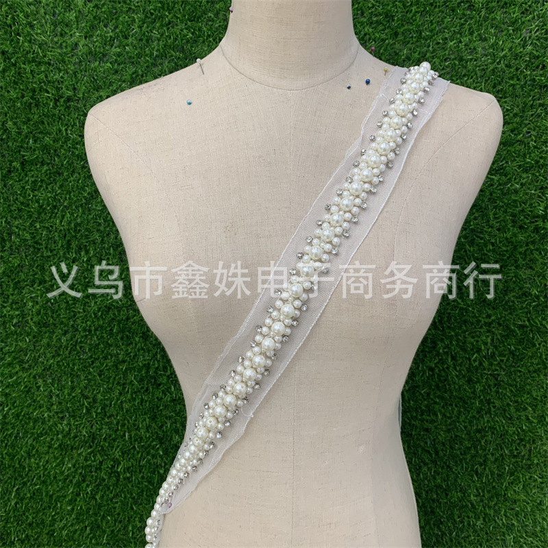 手缝珍珠服装辅料网纱手工钉珠花边服装辅料配件详情2