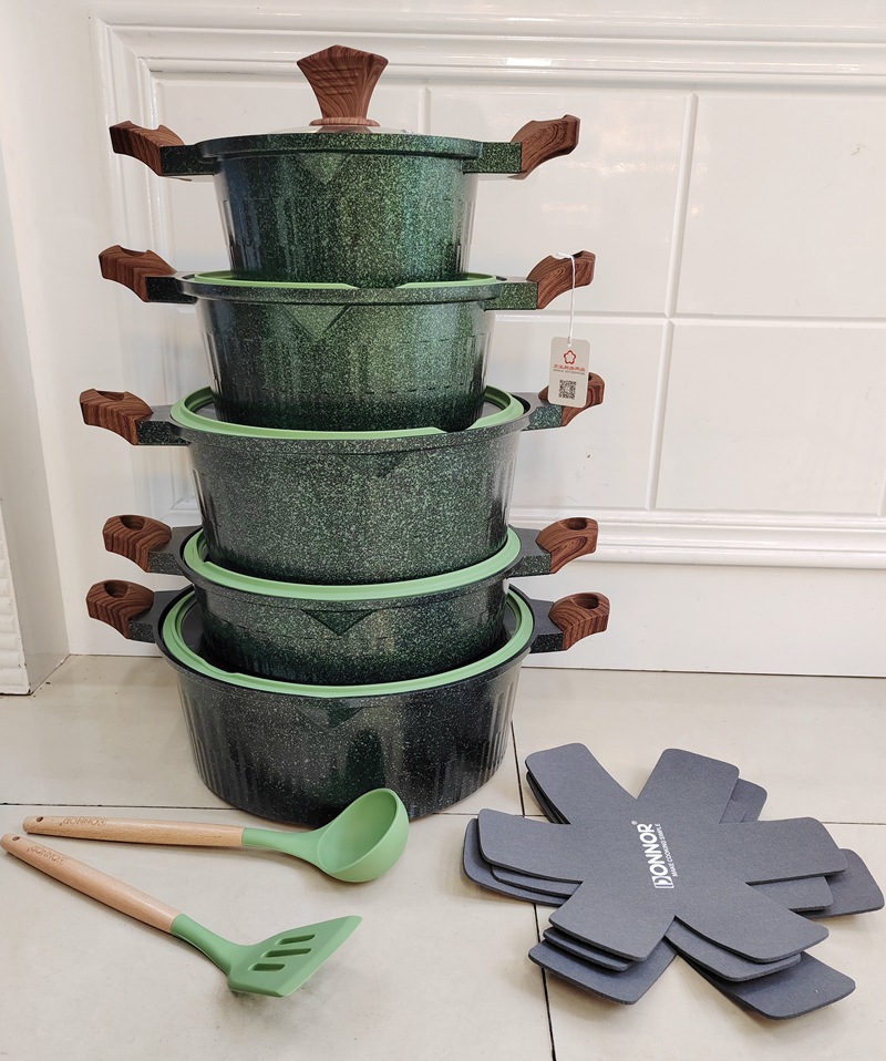 15 pieces cookware set: 15-piece non-stick aluminum pot die-cast lid set, tourmaline die-cast aluminum cookware pic 9