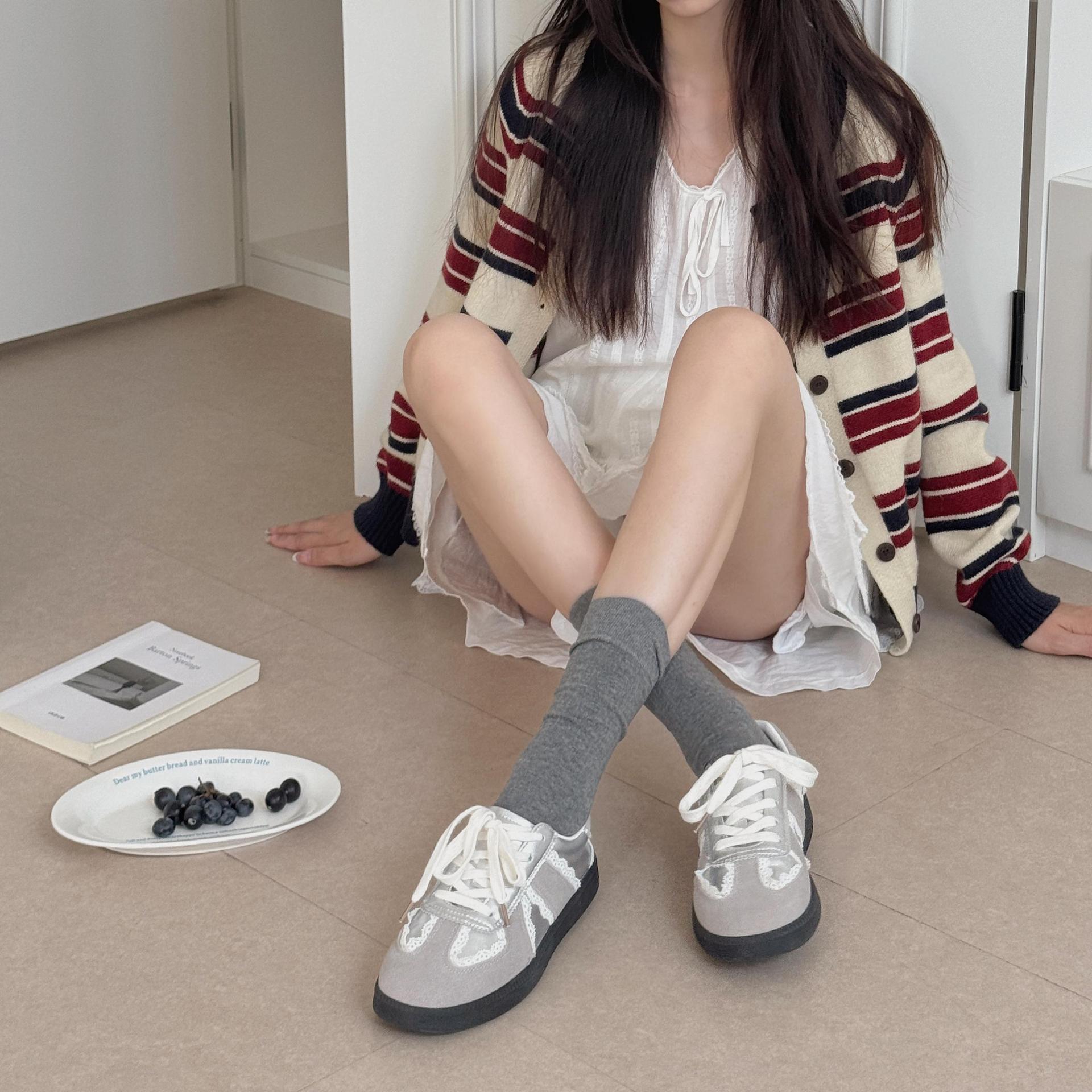 秋冬季新款袜子女无骨百搭纯棉中筒袜韩国学生ins竖抽条堆堆袜子详情12