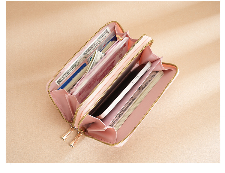 钱包女生长款新款韩版简约拼接手拿包wallet零钱包卡包女士高级感详情9