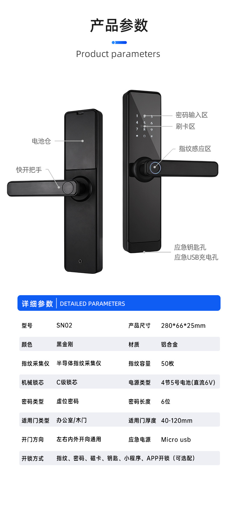 一握开智能门锁木门电子锁密码锁通通涂鸦公寓锁办公室指纹锁详情14