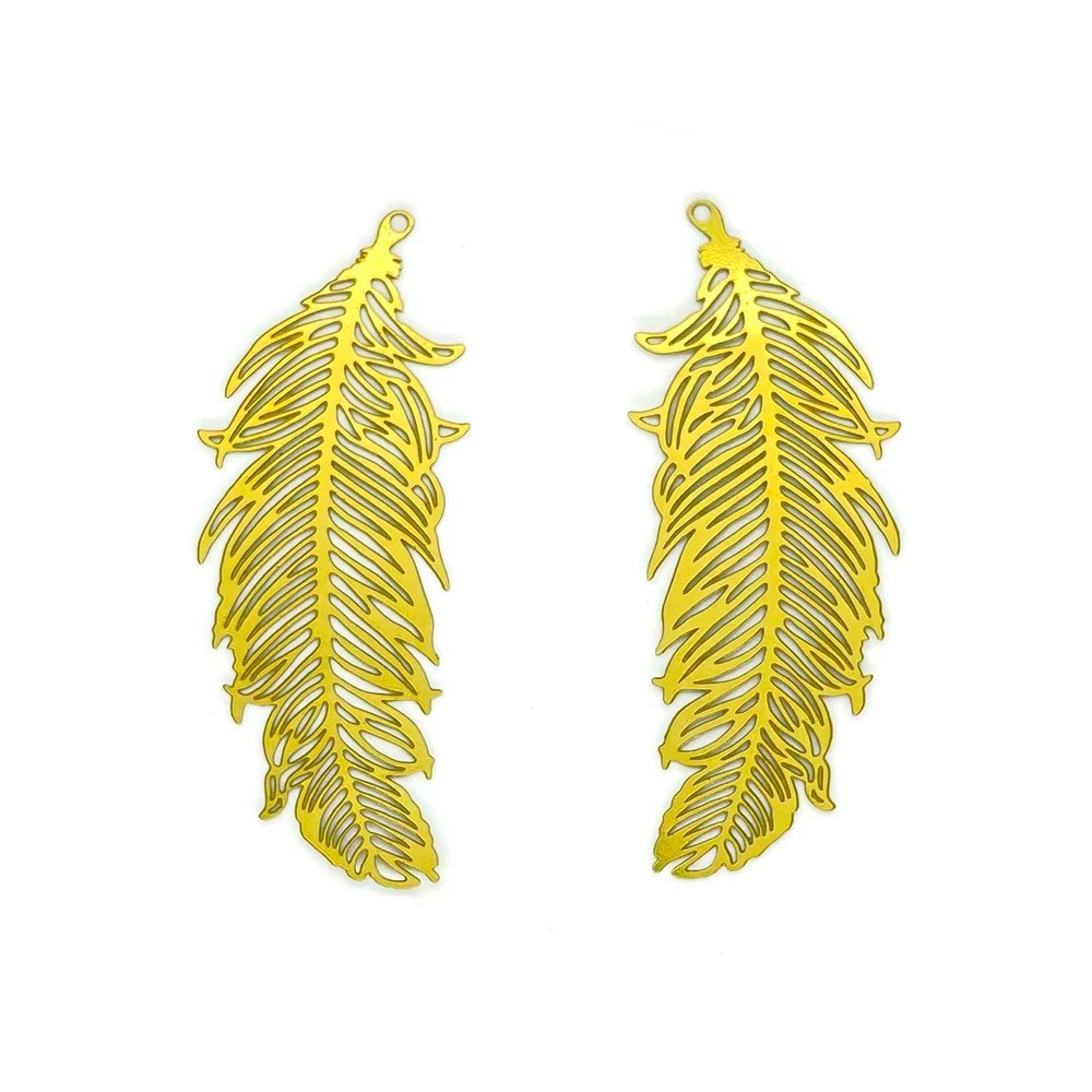 47*19mm欧美小众复古风镂空花纹彩色羽毛耳环 DIY手工项链配件 独特饰品其他分类详情6