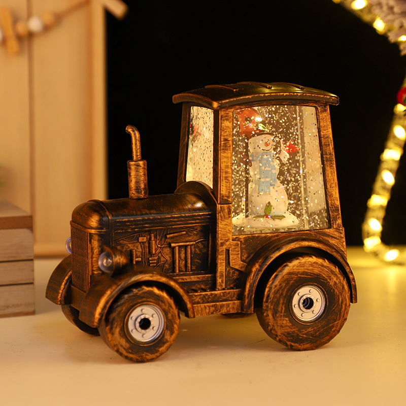 New Christmas steam car decoration: Glowing water-filled small wind lamp, desktop ornament, replaceable battery, music box pic 7